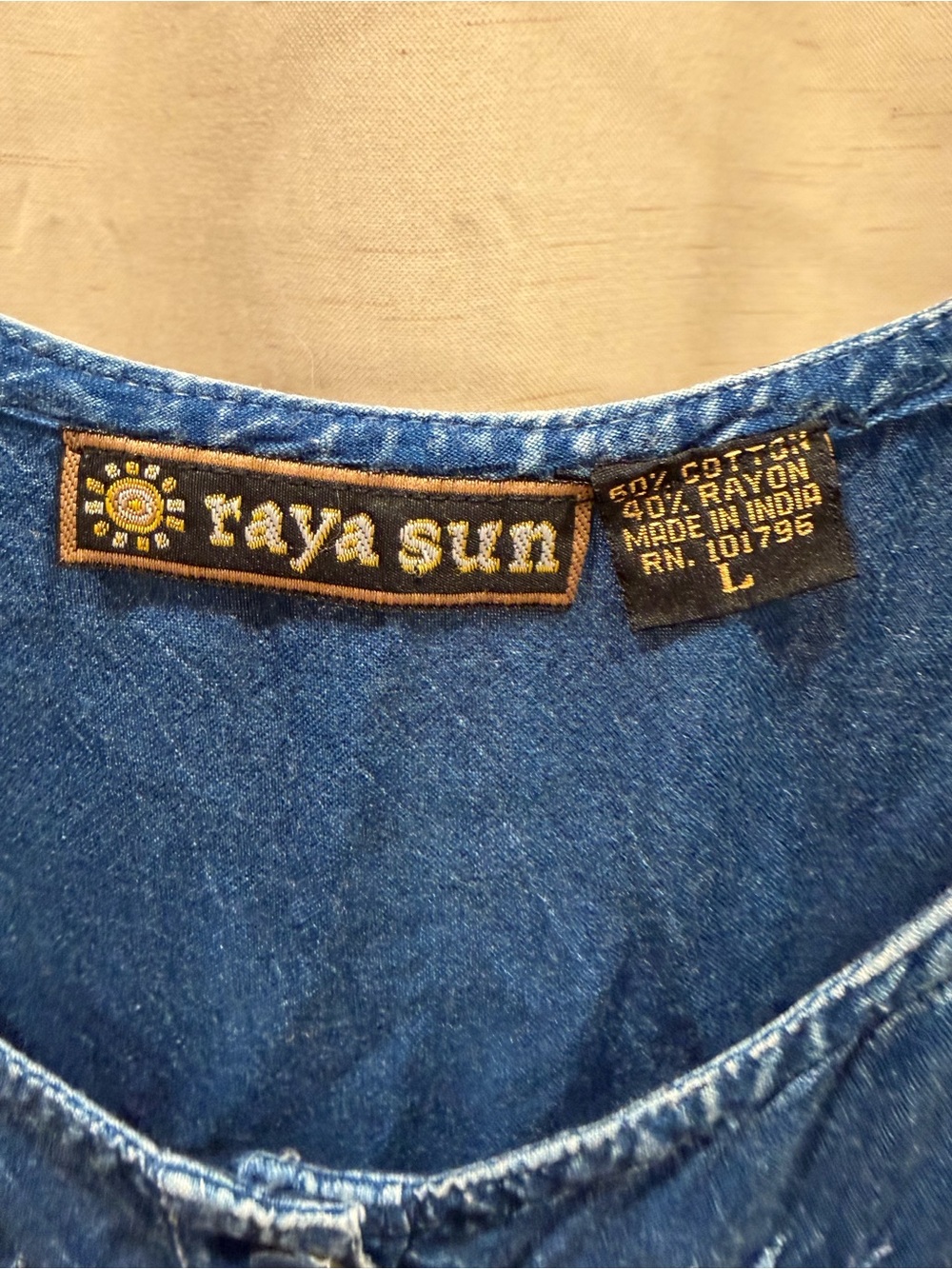 Vintage Raya Sun Blue Denim Button-Front Sunburst Dress - Picture 10 of 14